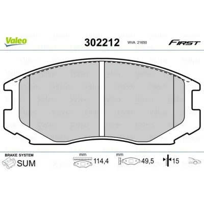 Billede af VALEO 302212 Bremseklodser foraksel Ekskl. slidadvarselskontakt med anti knirke plade MITSUBISHI: GALANT 4 Stufenheck, DAIHATSU: Sirion II