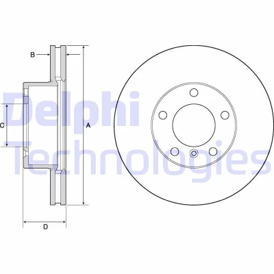 Billede af DELPHI BG9145C Bremseskiver 315 30 5 ventileret coatet højkarboniseret uden hjullejer, ABS sensorring