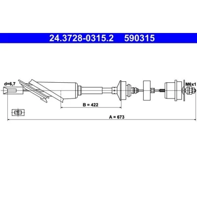 Billede af ATE 24.3728 0315.2 Koblingskabel PEUGEOT: 106 I Hatchback, II CITROËN: Saxo Hatchback