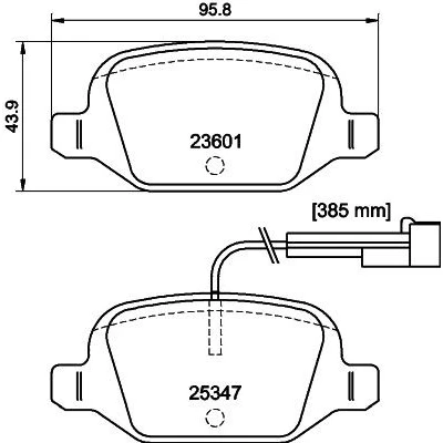 Billede af HELLA 8DB 355 031 561 Bremseklodser Inkl. slidadvarselskontakt FIAT: 500 Hatchback, C Cabriolet, ABARTH: 500C / 595C 695C Cabriolet