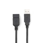 Billede af USB kabel 2.0 A han Hun 480 Mbps Nikkelplateret 2.00 m Runde PVC Sort Box