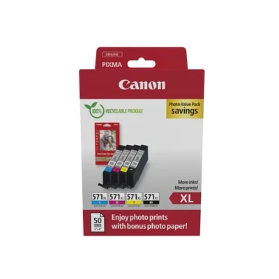 Billede af Value pack! Canon CLI 571XL BK C M Y blækpatron 44ml 0332C005 / 0332C006 original