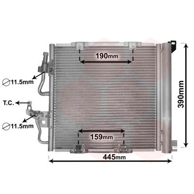 Billede af VAN WEZEL 37005368 Kondensator med tørrer 11,5 Aluminium 375 OPEL: Zafira B, Astra H GTC, Caravan