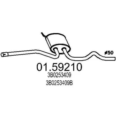 Billede af MTS 01.59210 Midterste Lyddæmper 1640 VOLKSWAGEN: Passat B5 GP Sedan, Sedan