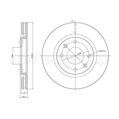 Billede af METELLI 23 0455 Bremseskiver 260,0 24,0 4 66,0 ventileret PEUGEOT: 406 Sedan, Coupe, Stationcar