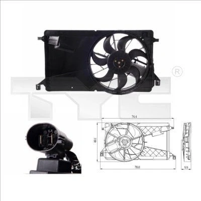 Billede af TYC 820 0001 Køleventilator 390 320 med kølerventilatorramme (karm) kontroldel