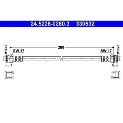 Billede af ATE 24.5228 0280.3 Bremseslange 280 PEUGEOT: 406 Coupe, Stationcar