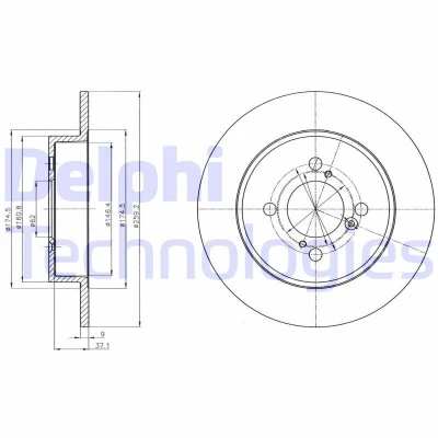 Billede af DELPHI BG4345 Bremseskiver 259 9 4 fuldstændigt olieret ubehandlet uden hjullejer, ABS sensorring SUZUKI: SWIFT
