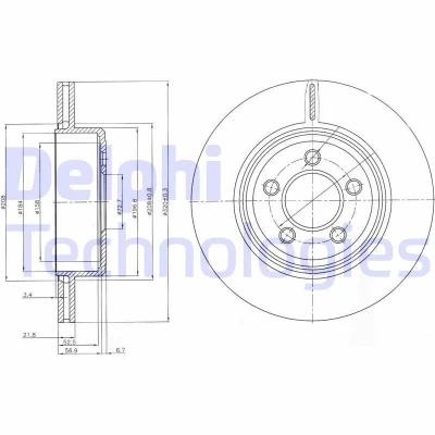 Billede af DELPHI BG4073 Bremseskiver 320 22 5 ventileret olieret ubehandlet uden hjullejer, ABS sensorring CHRYSLER: 300C Sedan, Touring