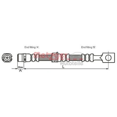 Billede af METZGER 4115194 Bremseslange 430 OPEL: Astra H Caravan, Zafira B, Hatchback