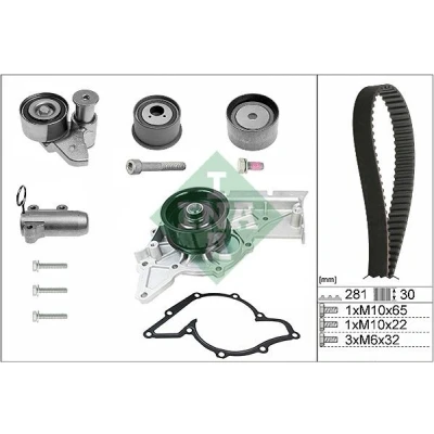 Billede af INA 530 0480 30 vandpumpe + Tandremssæt med AUDI: A4 B6/B7 Cabriolet, B6 Avant, B7 Avant