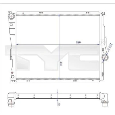 Billede af TYC 703 0006 R Radiator 580 438 32 Mekanisk fuget køleripper BMW: 3 Coupe, Sedan, Cabriolet