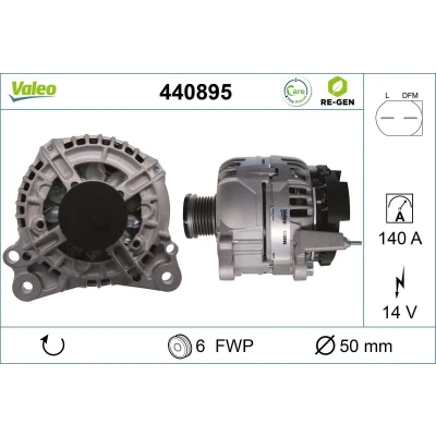 Billede af VALEO 440895 Generator 14V 140A VOLKSWAGEN: Polo V Hatchback, IV Caddy 3, SKODA: Fabia 2, Octavia II 2 Combi