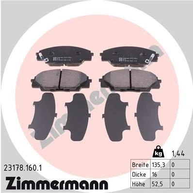 Billede af ZIMMERMANN 23178.160.1 Bremseklodser med akustisk advarsel for slid Billede svarer til leveringsomfang HONDA: CIVIC 8 Hatchback, 7 Hatchback