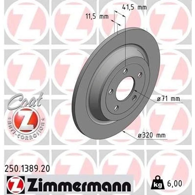 Billede af ZIMMERMANN COAT Z 250.1389.20 Bremseskiver 318 12 5/5 5 114 fuldstændigt coatet højkarboniseret