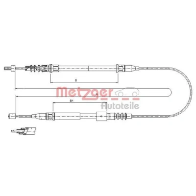 Billede af METZGER 11.5769 Håndbremsekabel bagved til venstre 1426, 756/307 COFLE OPEL: Corsa C Hatchback, Tigra Twintop