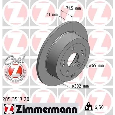 Billede af ZIMMERMANN COAT Z 285.3517.20 Bremseskiver 302 11 8/5 5 114 fuldstændigt coatet