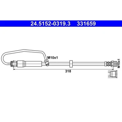 Billede af ATE 24.5152 0319.3 Bremseslange 318 M10x1