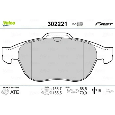 Billede af VALEO 302221 Bremseklodser foraksel Ekskl. slidadvarselskontakt med anti knirke plade RENAULT: LAGUNA 2, Scénic 1, 2 Grandtour