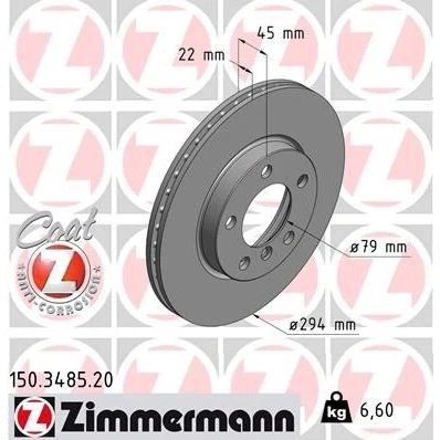 Billede af ZIMMERMANN COAT Z 150.3485.20 Bremseskiver 294 22 6/5 5 120 indvendigt ventileret coatet højkarboniseret MINI: Countryman