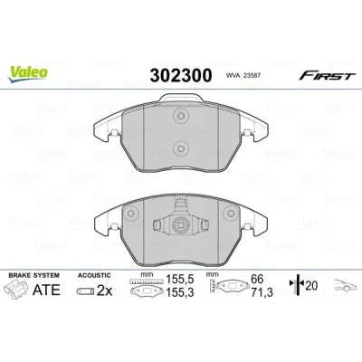 Billede af VALEO 302300 Bremseklodser foraksel Inkl. slidadvarselskontakt med anti knirke plade VOLKSWAGEN: Polo V Hatchback, SEAT: Ibiza 4, 4 ST