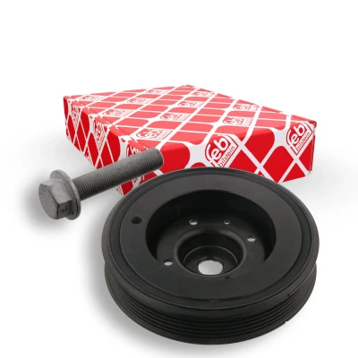 Billede af febi BILSTEIN 33568 Remskive Krumtapaksel 6PK 143 5 med skrue, til krumtap Plus VOLKSWAGEN: GOLF 6, Scirocco III, AUDI: A6 C7 Avant, A4 B8 Sedan