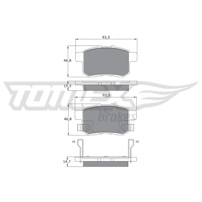 Billede af TOMEX brakes TX 17 54 Bremseklodser bagaksel med akustisk advarsel for slid HONDA: ACCORD 8, 8 Kombi, 7