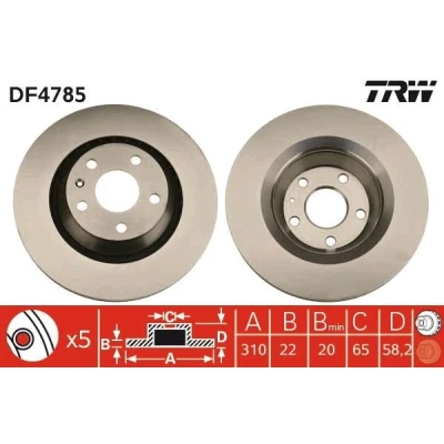 Billede af TRW DF4785 Bremseskiver 310 22 5 112 ventileret lakeret AUDI: TT Coupe