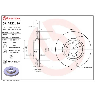 Billede af Bremseskive BREMBO 09.A422.11