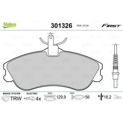 Billede af VALEO 301326 Bremseklodser First foraksel Inkl. slidadvarselskontakt uden anti knirke plade CITROËN: Berlingo / I, Xsara Coupe