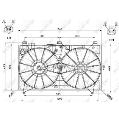 Billede af NRF 47566 Køleventilator 353 12 150/100 med kølerventilatorramme (karm)