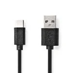 Billede af USB kabel 2.0 A Han Type C 480 Mbps 60 W Nikkelplateret 1.00 m Runde PVC Sort Box