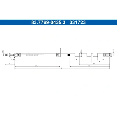 Billede af ATE 83.7769 0435.3 Bremseslange 430mm M10x1mm FORD: Ecosport Mk2 1.5 Ti VCT, TDCi EcoBlue 4x4, 2.0 VCT TDCi,