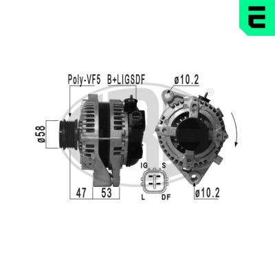 Billede af ERA 210930A Generator 14V 100A TOYOTA: Avensis II Station Wagon, Corolla Verso, IX Wagon