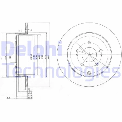 Billede af DELPHI BG4035 Bremseskiver 302 10 5 fuldstændigt olieret ubehandlet uden hjullejer, ABS sensorring MITSUBISHI: Grandis