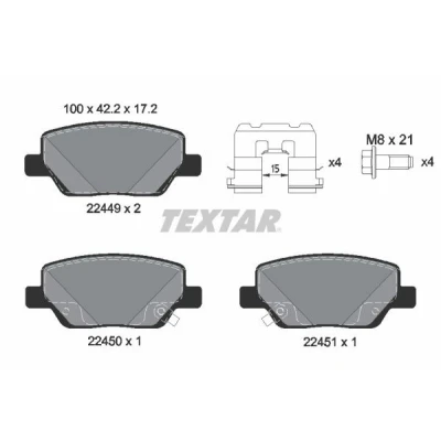 Billede af TEXTAR 2244901 Bremseklodser med akustisk advarsel for slid bremsecaliperskruer tilbehør FIAT: Tipo Stationcar, Hatchback