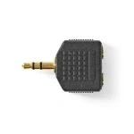 Billede af Stereo Audio Adapter 3.5 mm Hanstik 2 x Hunstik Guldplateret Lige ABS Sort 10 stk. Plastikpose