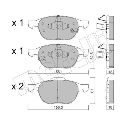 Billede af METELLI 22 0534 2 Bremseklodser med akustisk advarsel for slid FORD: FOCUS 3, VOLVO: C30