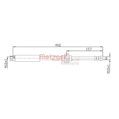 Billede af METZGER 4110108 Bremseslange 402 OPEL: Corsa D Hatchback, FIAT: Grande Punto 500L, ALFA ROMEO: MiTo