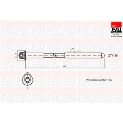 Billede af FAI AutoParts B1018 Strækbolte ydre torx 10 RENAULT: MEGANE 3 Grandtour, CLIO 2, 2 Kombi