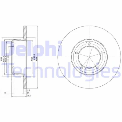 Billede af DELPHI BG2297 Bremseskiver 298 14 5 fuldstændigt olieret ubehandlet uden hjullejer, ABS sensorring LAND ROVER: Defender SUV, Range Rover 2