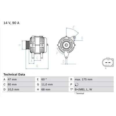 Billede af BOSCH 0 986 042 670 Generator 14V 90A