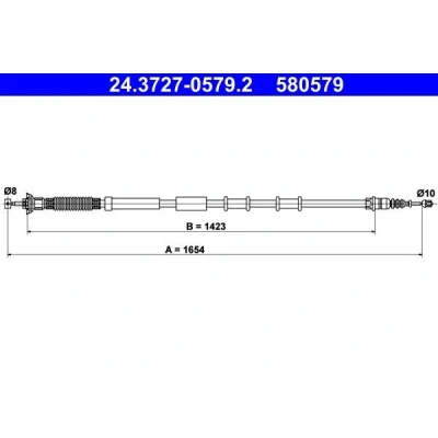 Billede af ATE 24.3727 0579.2 Håndbremsekabel 1654 FIAT: Grande Punto Hatchback, III ALFA ROMEO: MiTo