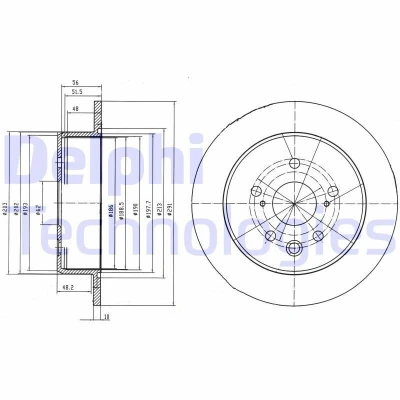 Billede af DELPHI BG4178 Bremseskiver 291 10 5 fuldstændigt olieret ubehandlet uden hjullejer, ABS sensorring LEXUS: IS 2