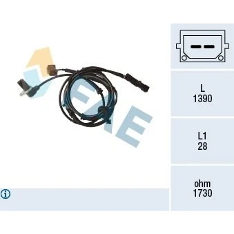 Billede af FAE 78171 ABS Sensor Induktiv 2 1390 AUDI: A4 B6 Sedan, Avant, B6/B7 Cabriolet