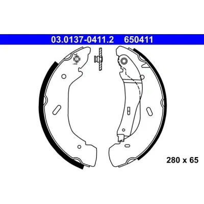 Billede af ATE 03.0137 0411.2 Bremsebakker 280 65 med arm FORD: Transit Mk5 Bus