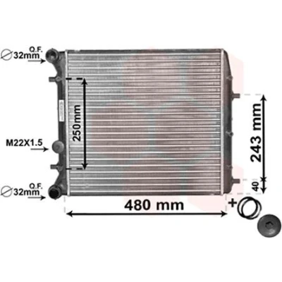 Billede af VAN WEZEL 76002005 Radiator Aluminium 400 430 23 *** IR PLUS med tilbehør Mekanisk fuget køleripper VOLKSWAGEN: Polo IV Hatchback, Fox Hatchback