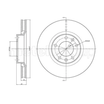 Billede af METELLI 23 0295 Bremseskiver 283,0 26,0 5 71,0 ventileret CITROËN: XM II Hatchback, I Hatchback