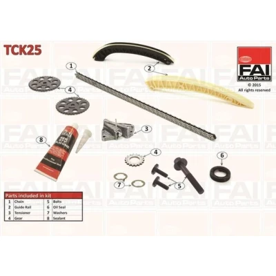 Billede af FAI AutoParts TCK25 Styrekædesæt med pakninger, tandhjul Simplex, Boltkæde SKODA: Fabia 2, 1 Combi, Roomster, SEAT: Ibiza 4 ST,