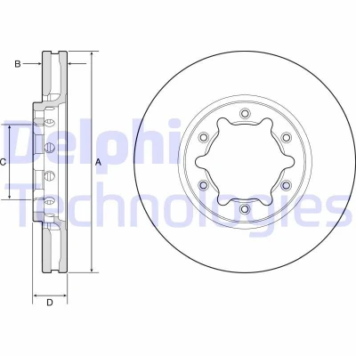 Billede af DELPHI Bremseskive NISSAN: Patrol GR 5 SUV 34mm 6 ventileret olieret ubehandlet BG9179 40206VC200 Bremseskiver, Skivebremser